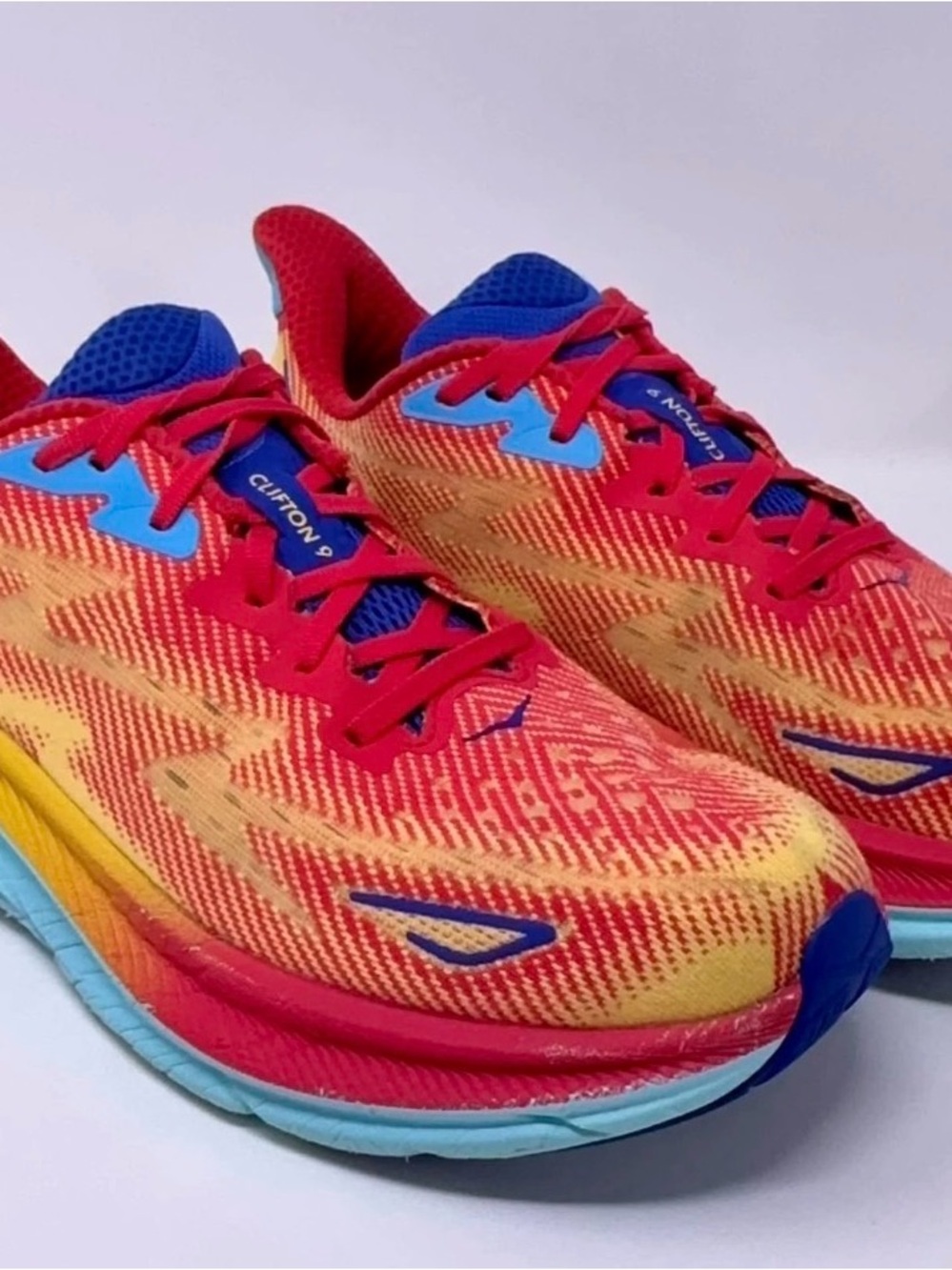 HOKA Clifton 9 CERISE / CLOUDLESS Sneakers NWOT - Picture 2 of 5